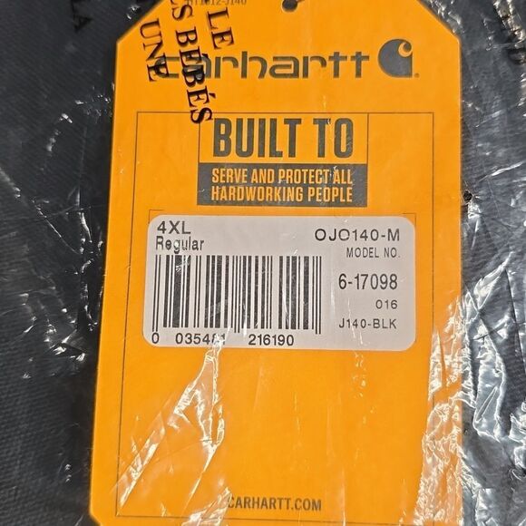 NWT Flannel-Lined Active Jac J140 - Loose Fit - Firm Duck - 3 Warmest Rating 4XL - Picture 3 of 4